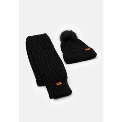 Afbeelding van Barbour Saltburn Beanie Scarf SET Sjaal, Dames, Maat: One Size, Black