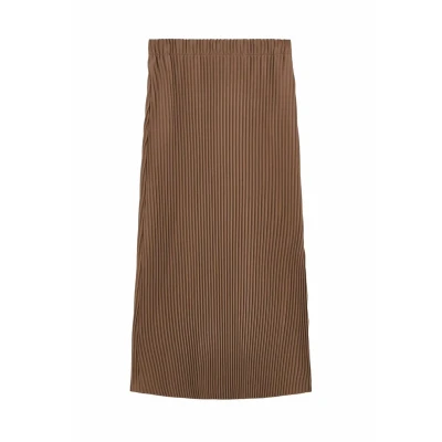 Afbeelding van Reiss dames Pippa midi rok met plissé in de kleur Hazelnootbruin, maat: 38