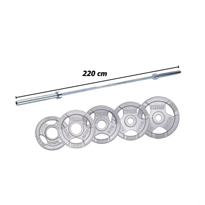 Afbeelding van Focus Fitness Olympische Halterset 100 kg Hamerton Halterstang 220 cm 50 mm Gewichten Gietijzer