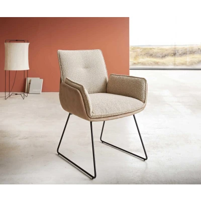 Afbeelding van Armleunstoel Nela Flex slipframe zwart materiaalmix mud