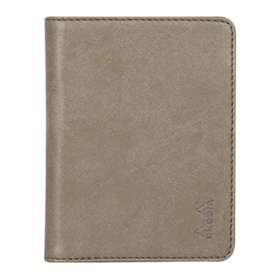 Afbeelding van RHODIA 211002C boekje met klembord en documentenhouder nr. 11 taupe voor notitieblokken of notitieboeken in A7 formaat (7,4 x 10,5 cm) premium Italiaans kunstleer collectie