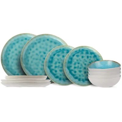 Afbeelding van Cosy &amp; Trendy Serviesset Laguna Azzurro 12 Delig / 4 personen dinerborden, ontbijtborden en kommen