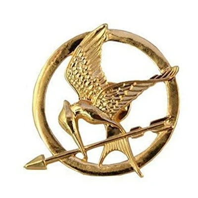 Afbeelding van Hunger Games verguld 18k Katniss Mockingjay pin / pin, Zonder steen.