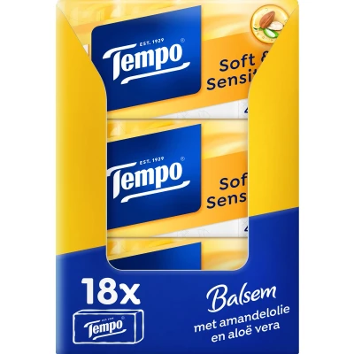Afbeelding van Tempo Plus Zakdoekjes 18 x 8 pakjes Voordeelverpakking