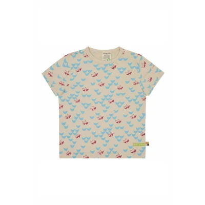 Afbeelding van loud + proud T shirt opdruk, van biologisch katoen, GOTS gecertificeerd, vanille, 110 116