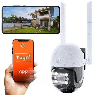 Afbeelding van Perun Bewakingscamera voor buiten, IP camera, 1296P PTZ wifi, 2,4 GHz, buitencamera, microsd, 128 GB, kleur nachtmodus, brede kijkhoek, intelligente a