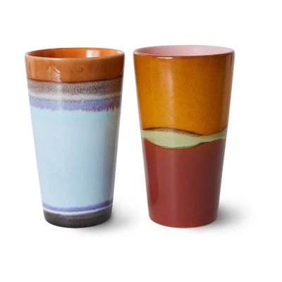 Afbeelding van HKLIVING lattemok 70s (Ø7,5 cm)(280 ml) (set van 2)