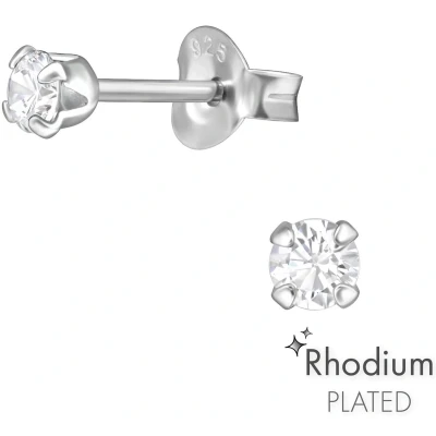 Afbeelding van JoyS Zilveren oorknopjes 3 mm zirkonia rhodium plated oorbellen