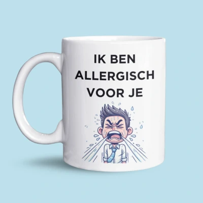 Afbeelding van NietMokken.nl Humoristische mok 325 ml Ik ben allergisch voor je Humor Leuk cadeau vrienden 11 oz