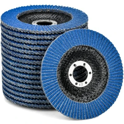 Afbeelding van HATANSE 10 stuks waaierschijven Ø 125 mm x 22 korrel 120 schuurschijven schuurmopschijf lamellenschijven voor haakse slijper polijstmachine, blauw