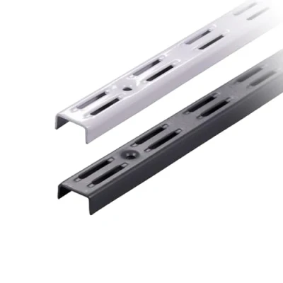 Afbeelding van BOOMET Wandrails 2 rijen wit 150 cm 10 stuks · kleuren plankrails voor plankdragers/wandrek plankdragers van staal gepoedercoat eenvoudige montage