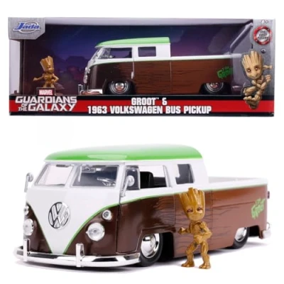 Afbeelding van JADA auto Marvel Groot 1963 VW Bus Pickup 1:24 die cast bruin