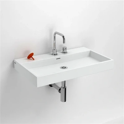 Afbeelding van Wastafel Clou Wash Me 70x42x14 cm Solid Surface Mat Wit