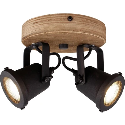 Afbeelding van Leen Bakker Brilliant Plafondspot Inge 2lichts Zwart Plafondlampen Hout