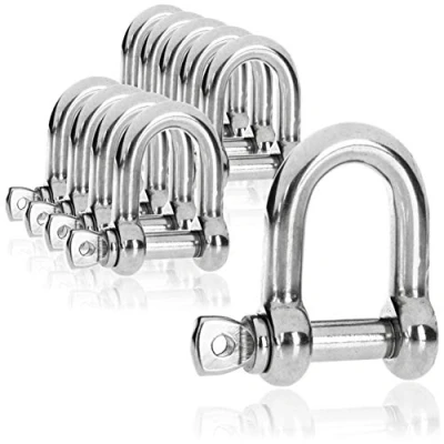 Afbeelding van 10x schakels D vorm karabijnhaak schekel klein met schroefsluiting schaal oogbout roestvrij staal 304, roestvrij, duurzaam 4,5 x 30 mm (10 stuks vorm)