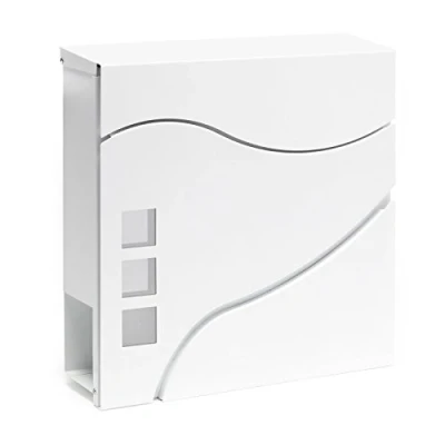 Afbeelding van Modern design brievenbus met krantenrol V28 wit wandbrievenbus poedercoating krantenvak post