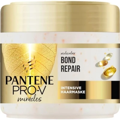 Afbeelding van Pantene Pro V Molecular Bond Repair diepwerkend haarmasker met biotine 300 ml. Geconcentreerde formule voor extreem droog haar, zorgt zichtbaar gezonder, versterkt en geregenereerd haar