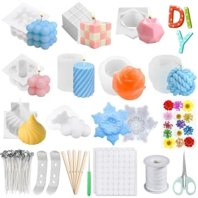 Afbeelding van TOSUTO siliconen kaarsvormen,kaars mallen,kaarsen vorm,kaarsvormen om te gieten,3D DIY vorm voor kaarsen het maken van geurkaars zeep snoep party decoratie
