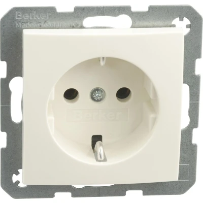 Afbeelding van Berker S1 contactdoos inbouw 1 voudig randaarde crÃ ̈me set 10 stuks 54.102.42