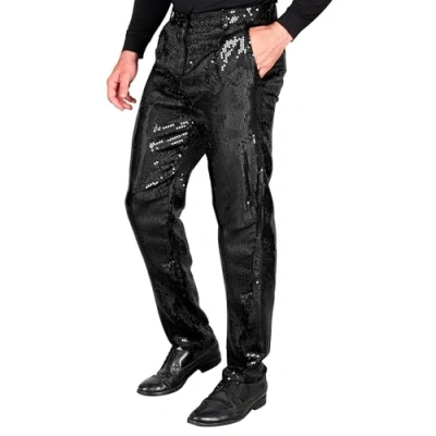 Afbeelding van Widmann Jaren 80 &amp; 90 Kostuum Shiney Pailletten Broek Zwart Man Small Carnavalskleding Verkleedkleding