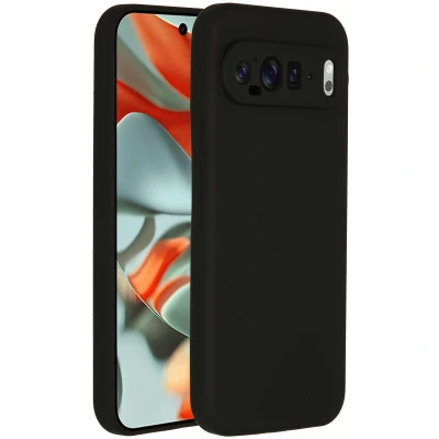 Afbeelding van Google Pixel 9 Pro XL Hoesje Siliconen en TPU (zacht) Accezz Softcase/Backcover Zwart Telefoonhoesje