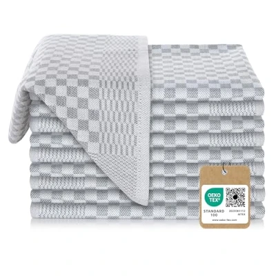 Afbeelding van Vaily Premium theedoeken, verpakking van 10 stuks, droogdoeken 100% katoen, super absorberend, Oeko Tex gecertificeerd, 70 x 45 cm, grijs