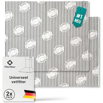 Afbeelding van FilterBase® Universele Vetfilter afzuigkap 2 stuks verzadigingsindicator, platte filter voor Geen actieve koolstoffilter, op maat te snijden filtermat 57x47 cm.