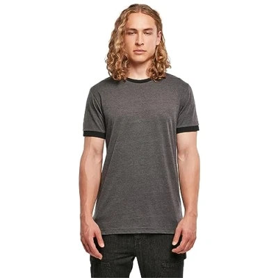 Afbeelding van Herenshirt &#039;Ringer Tee&#039; met gekleurde details Charcoal/Black 4XL