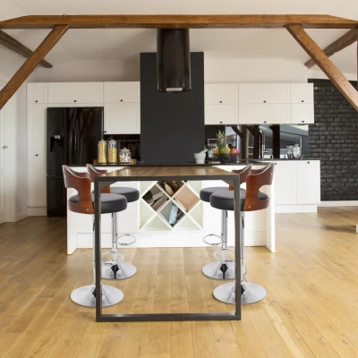 Afbeelding van Set van 2 Ruben barstoelen Hazelnoot &amp; Zwart hout Menzzo