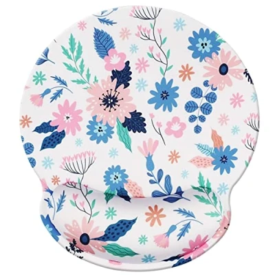Afbeelding van Jahosin Muismat met polssteun, ergonomische puur zwart, comfortabel anti slip traagschuim pad voor computer en kantoor 25 x 23 cm, blauw