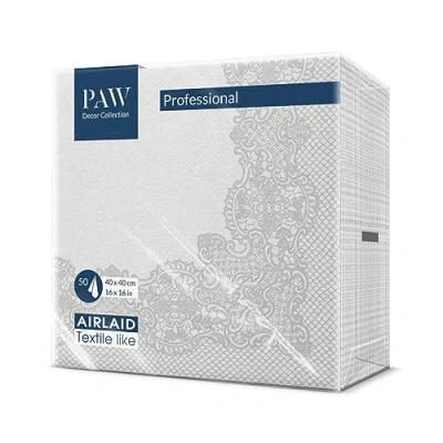 Afbeelding van PAW Airlaid Servetten (40 x 40 cm) I 50 Stuks Bruiloft en Verjaardag Decoratie Ideaal voor Bruiloften, Communies, Recepties Elegant Tafeldecoratie Kleur: Koningskant (zilver)