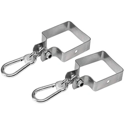 Afbeelding van Loggyland Set van 2 schommelklemmen, vierkant, 10 x cm, rondom voor kanthout, met karabijnhaak om op te hangen, de schommelstoel, 100 cm