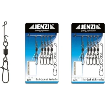 Afbeelding van Jenzi set: 2 verpakkingen (in totaal 10 warvelkarabijnen) knooploze verbinder met wervel gebruind Gr.10 14 kg + gratis Petri helm. Stickers