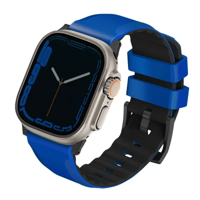 Afbeelding van Apple Watch bandje Siliconen en TPU (zacht) Blauw Geschikt voor 1 9 / SE Ultra (2)