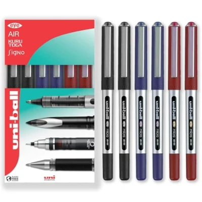 Afbeelding van Uni ball Eye Micro Ub 150 Gel Inktpen 0,5 mm Pack van 6 2 x Zwart, Blauw, Rood
