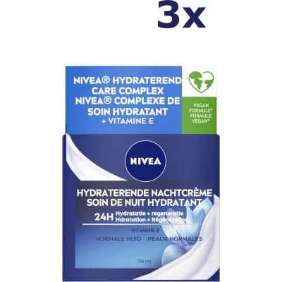 Afbeelding van 3x Nivea Essentials Hydraterende Nachtcrème Normale tot gemengde huid 50ML
