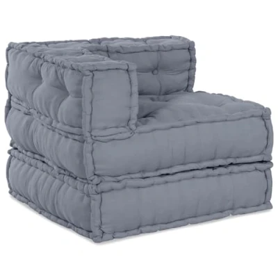 Afbeelding van vidaXL Pouffe Set van 4 Grijs Katoen Hoek pouffe, 70x70x54 cm