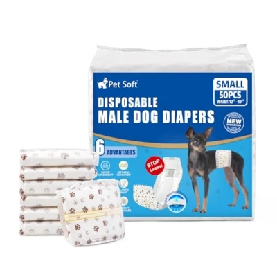 Afbeelding van Pet Soft Hondenluiers mannetje 50 stuks wegwerp hondenwraps voor reuen, super absorberende luiers incontinentie, luierwraps met nattigheidsindicator (S telling)