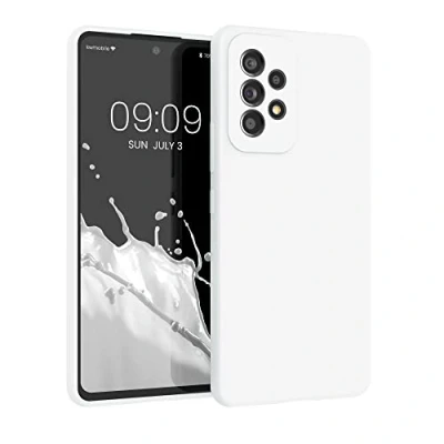 Afbeelding van kwmobile telefoonhoesje geschikt voor Samsung Galaxy A53 5G Hoesje met siliconen coating Smartphone case in mat wit