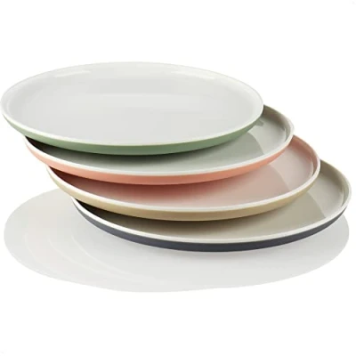 Afbeelding van COM FOUR® 4x borden kunststof in pastelkleuren herbruikbare multifunctionele onbreekbaar [keuze varieert] (4 stuks pastel)