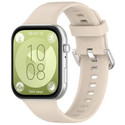 Afbeelding van Siliconen bandje met gesp Beige Huawei Fit 3