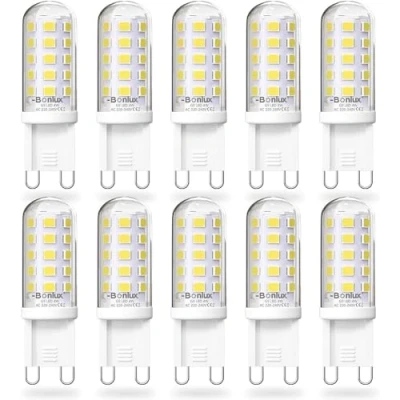 Afbeelding van Bonlux G9 4W LED Lamp, Equivalent 40W Halogeen, Koel wit 6000K, AC 220 240V, CRI＞85, Niet dimbaar, Energiebesparend, Keramische basis, GU9 standaard 10 Stuks