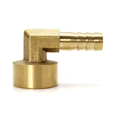 Afbeelding van QWORK® 90 graden bocht messing, messing slangmondstuk, 10mm x G1 / 2, 2 stuks