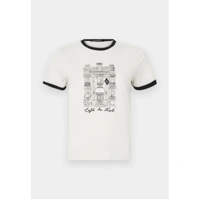 Afbeelding van KARL Lagerfeld Fitted Tshirt print, Dames, Maat: Large, Cannoli cream