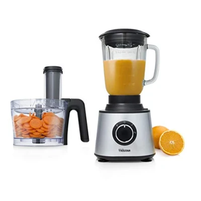 Afbeelding van Tristar MX 4823 Foodprocessor Multifunctionele Keukenmachine Snijden, raspen en blenden 1.5L Glazen Blenderkan RVS