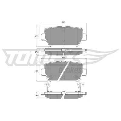Afbeelding van TOMEX brakes TX 60 16 Remblokkenset Achteras Met akoestische slijtagewaarschuwing MITSUBISHI: Eclipse Cross
