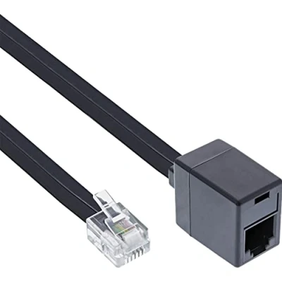 Afbeelding van InLine Intos telefoonkabel RJ12 verlengkabel RJ12/S RJ12/B plat zwart 5.00m