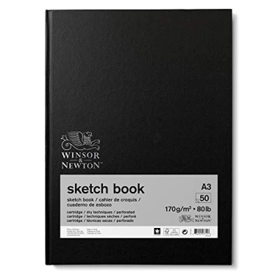Afbeelding van Winsor &amp; Newton 6673008 Schetsboek met 50 vellen schetspapier, 170 g/m², hardcover gebonden ruglijm, microgeperforeerde A3