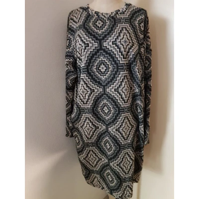Afbeelding van Dames jurk print blauw/grijs , One size 38/42