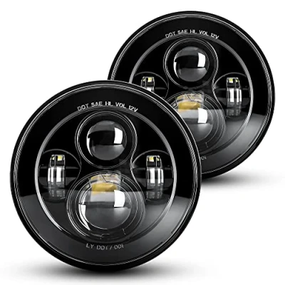 Afbeelding van LX LIGHT 7&quot; Ronde Zwarte Cree LEIDENE Koplamp Hoge Dimlicht voor Jeep Wrangler JK TJ LJ CJ Hummber H1 H2 (paar)